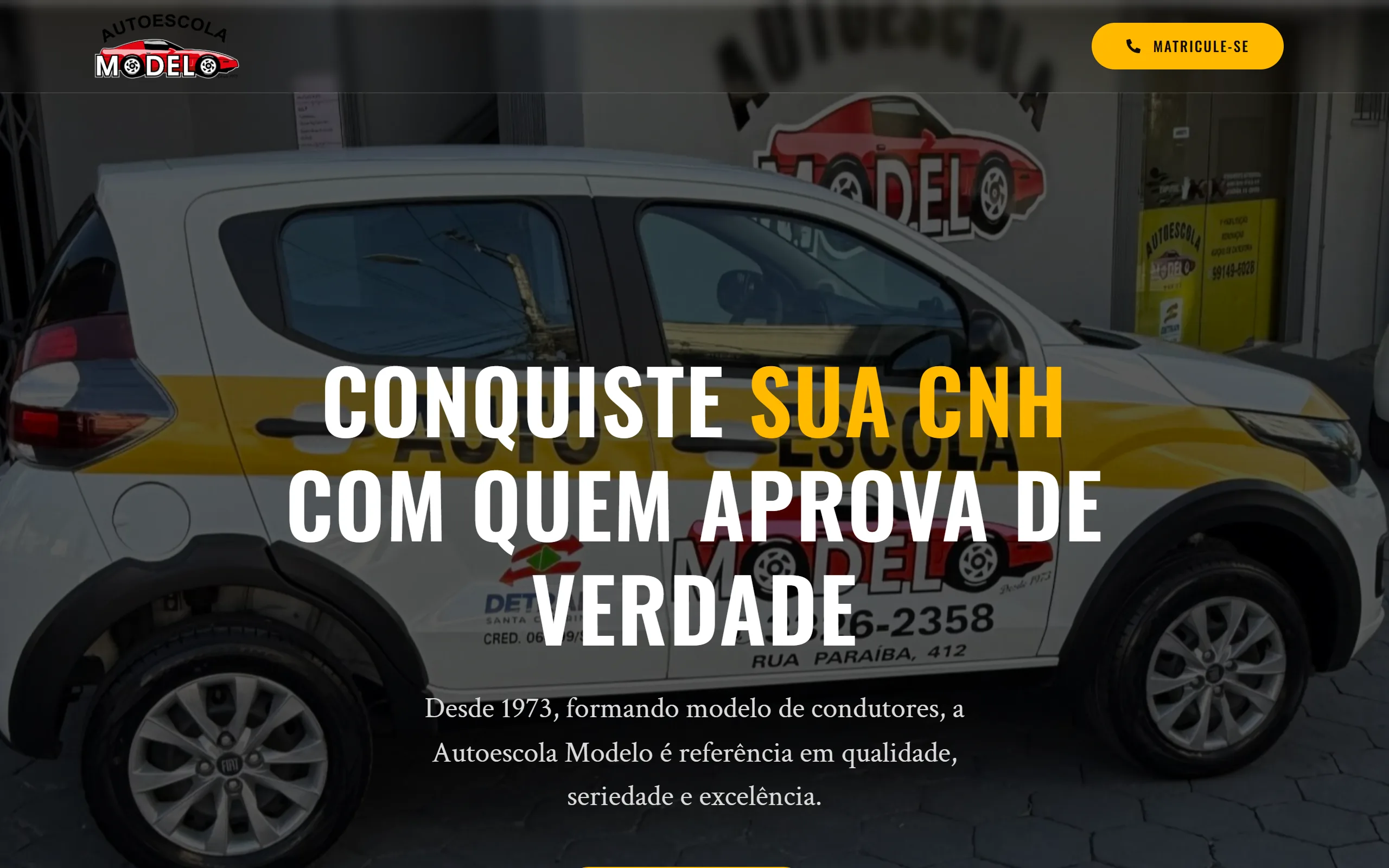 Página inicial do site da Autoescola Modelo